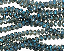 Luster Blue Crystal Faceted Rondelle 4mm