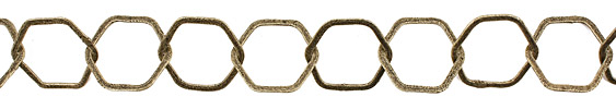 Handmade Antique Brass (plated) Flat Textured Hexagon Chain