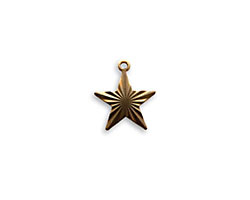 Vintaj Natural Brass Etched Star Charm 13x14mm
