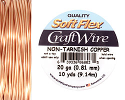 Soft Flex Non-Tarnish Copper Craft Wire 20 gauge, 10 yards