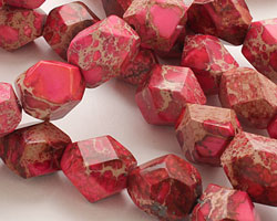 Ruby Impression Jasper Faceted Nugget 16-20x12-16mm