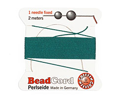 Green Griffin Silk Beading Cord Size 4, 2 meters
