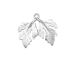 Ezel Findings Rhodium (plated) Twin Fig Leaves Pendant 23x19mm