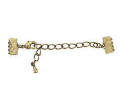 Artistic Wire Antique Brass Mesh Clasp (w/ Extension Chain & Lobster Clasp) 10mm