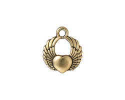 TierraCast Antique Brass (plated) Winged Heart Charm 15x17mm