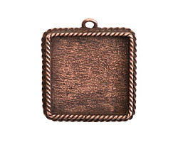 Nunn Design Antique Copper (plated) Large Ornate Square Bezel Pendant 30x34mm