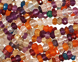 Multi Gemstone (Amethyst, Carnelian, Rock Crystal) Faceted Rondelle 4mm