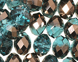 Capri Blue & Oiled Bronze Crystal Faceted Rondelle 14mm