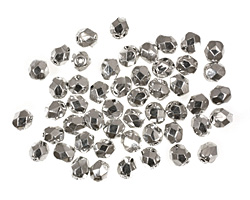 Czech Fire Polished Glass Silver Round 4mm