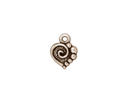 TierraCast Antique Silver (plated) Spiral Heart Charm 10x12mm
