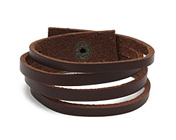 Brown Banded Leather Cuff 7/8"