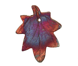 XAZ Raku Maple Leaf Pendant 37x45-47mm
