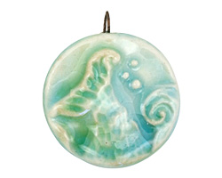 Gaea Ceramic Mermaid Blue Mermaid Tail Pendant 32-33x36-38mm