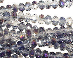 Purple & Clear AB Crystal Faceted Rondelle 6mm