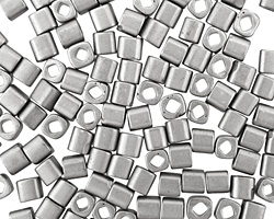 TOHO Metallic Silver Frosted Antique Silver Cube 4mm Seed Bead