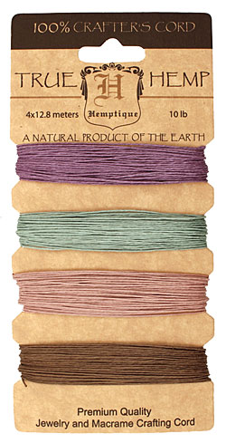 Vintage Hemp Twine 10 lb, 42 ft x 4 colors