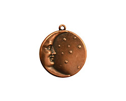 Stampt Antique Copper (plated) Man in the Moon Charm 17x19mm