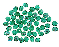 Czech Fire Polished Glass Emerald AB Round 4mm