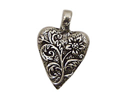 Green Girl Pewter Floral Heart 20x30mm