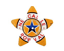 Trinket Foundry Orange w/ Blue Star Large 5 Petal Bottle Cap Flower 34mm