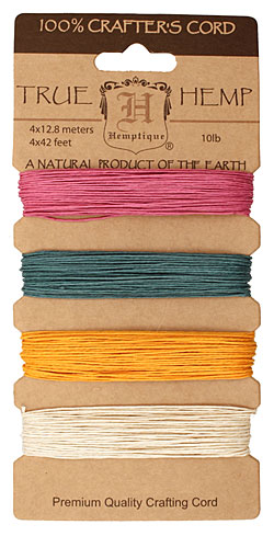 Spring Hemp Twine 10 lb, 42 ft x 4 colors