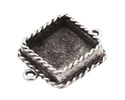 Nunn Design Antique Silver (plated) Mini Ornate Square Bezel Link 24x18mm