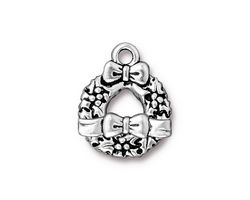 TierraCast Antique Silver (plated) Wreath & Bow Toggle Clasp 16x20mm, 16x4mm bar