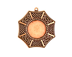 Stampt Antique Copper (plated) Bagua Round Setting 13mm