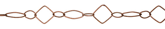 Handmade Antique Copper (plated) Diamond Horse Eye Medley Chain