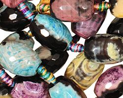 Graffiti Agate Faceted Rice 18x13mm