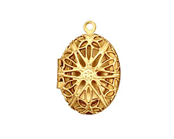 Brass Oval Filigree Heirloom Locket 17x25mm