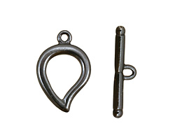Gunmetal Simple Teardrop Toggle Clasp 22x15mm, 24mm bar