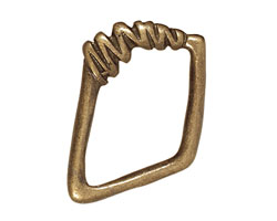Antique Brass (plated) Irregular Diamond w/ Zigzag 40x30mm