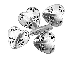 Pewter Floral Heart 14mm