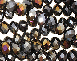 Metallic Peacock Hematite Crystal Faceted Rondelle 8mm