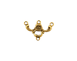 Stampt Antique Gold (plated) Single Pansy 3 Ring Connector 18x12mm
