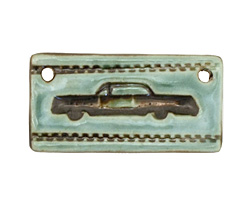 Earthenwood Studio Ceramic Seafoam Hotrod Car Link 36x18mm