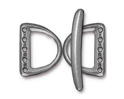TierraCast Antique Pewter (plated) 5 Hole D Ring Set 15x20mm, 30mm bar