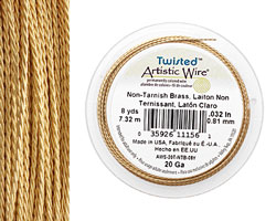Twisted Artistic Wire Non-Tarnish Brass 20 gauge, 8 yards