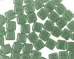 Czech Glass Prairie Green Square 6mm