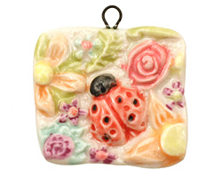 Gaea Ceramic Hand Painted Lady Bug Pendant