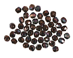 Czech Fire Polished Glass Luster Metallic Amethyst Round 4mm