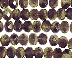 Czech Glass Violet Garden Fire Polished Rondelle 6x9mm