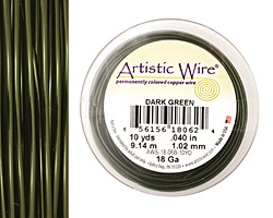 Artistic Wire Dark Green 18 gauge, 10 yards