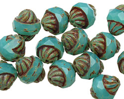 Czech Glass Caribbean Blue Turbine 11x10mm