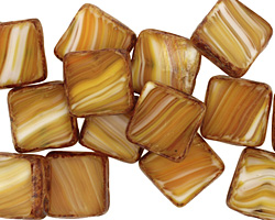 Czech Glass Parchment Square 10mm