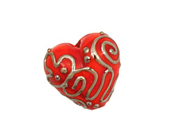Grace Lampwork Red w/ Metal String Heart 19-20mm