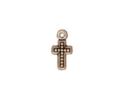 TierraCast Antique Silver (plated) Beaded Cross Charm 7x15mm