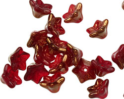Czech Glass Bronzed Pomegranate 5 Point Bellflower 6x9mm