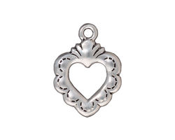 TierraCast Antique Silver (plated) Sacred Heart Ring 19x25mm